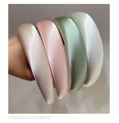 Retro Headband with Silk Gloss Texture Champagne Mint Mambo Accent