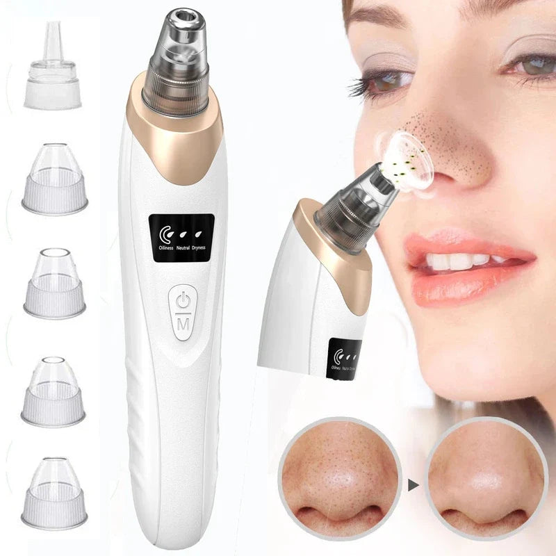 Electric blackhead remover device with digital suction display