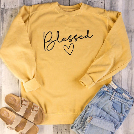 Blessed Love Pattern Long Sleeve Sweater Soft Cotton Breathable Casual Top - merch gone viral.
