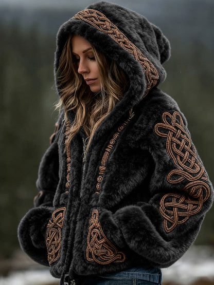 Soft Cardigan Hooded Zip Up With 3D Pattern For City Wear