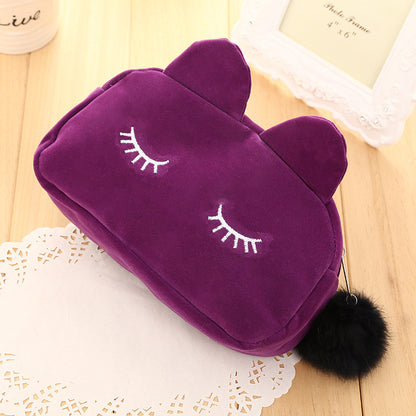 Flocking Korean Style Fabric Beauty Gift Set Travel Cosmetic Buggy Bag