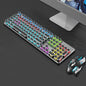 Retro Keyboard and Mouse Set with Metal Frame LED Backlit Wired USB 3