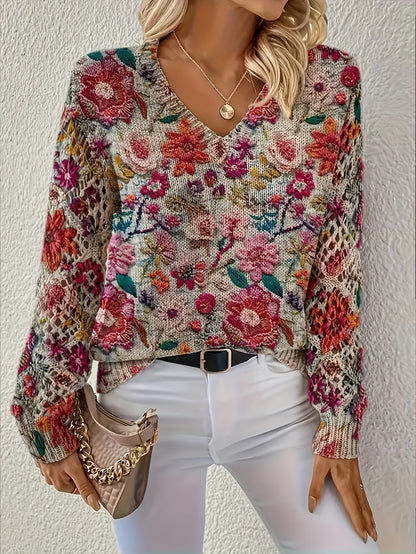 Textured Knit Long Sleeve Pullover For Spring And Autumn Regular Fit