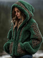 Soft Cardigan Hooded Zip Up With 3D Pattern For City Wear