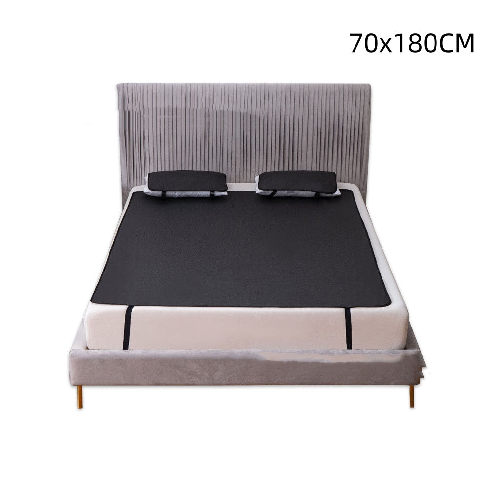 Grounding earthing bed mat front view with securing straps