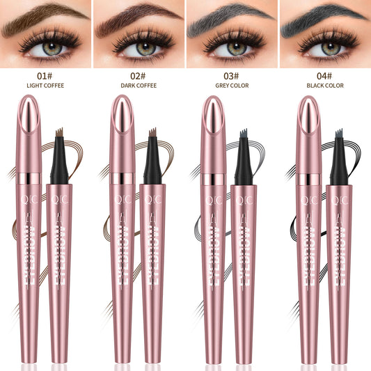 Waterproof Eyebrow Pencil with Four Fork Tip for Precise Natural Brow Shape and Long Wear