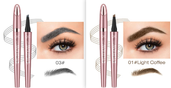 Waterproof Eyebrow Pencil with Four Fork Tip for Precise Natural Brow Shape and Long Wear