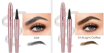 Waterproof Eyebrow Pencil with Four Fork Tip for Precise Natural Brow Shape and Long Wear