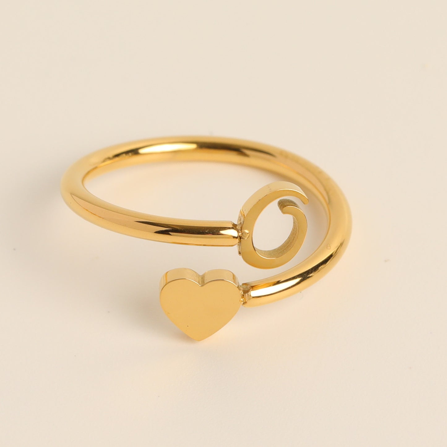 Durable Stainless Steel Ring with 18K Gold Plating and Initials