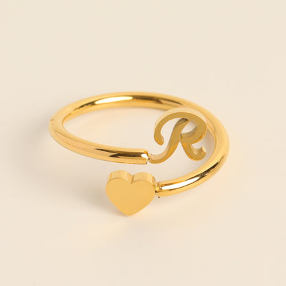 Durable Stainless Steel Ring with 18K Gold Plating and Initials