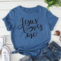 Soft Tee with Silk Cashmere Letter Print O-Neck for Women Comfort Fit