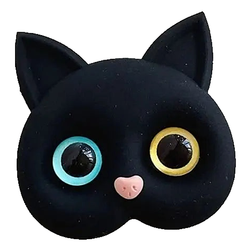 Macro detail of the cat head grip eyes