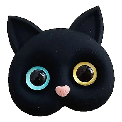 Macro detail of the cat head grip eyes