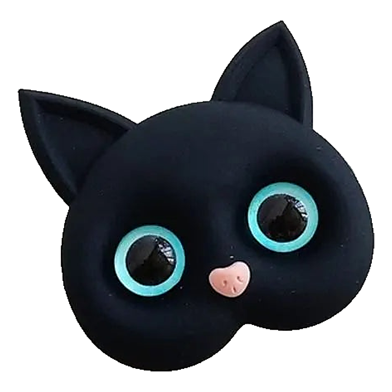 Detail view of the 3D cat phone grip and stand