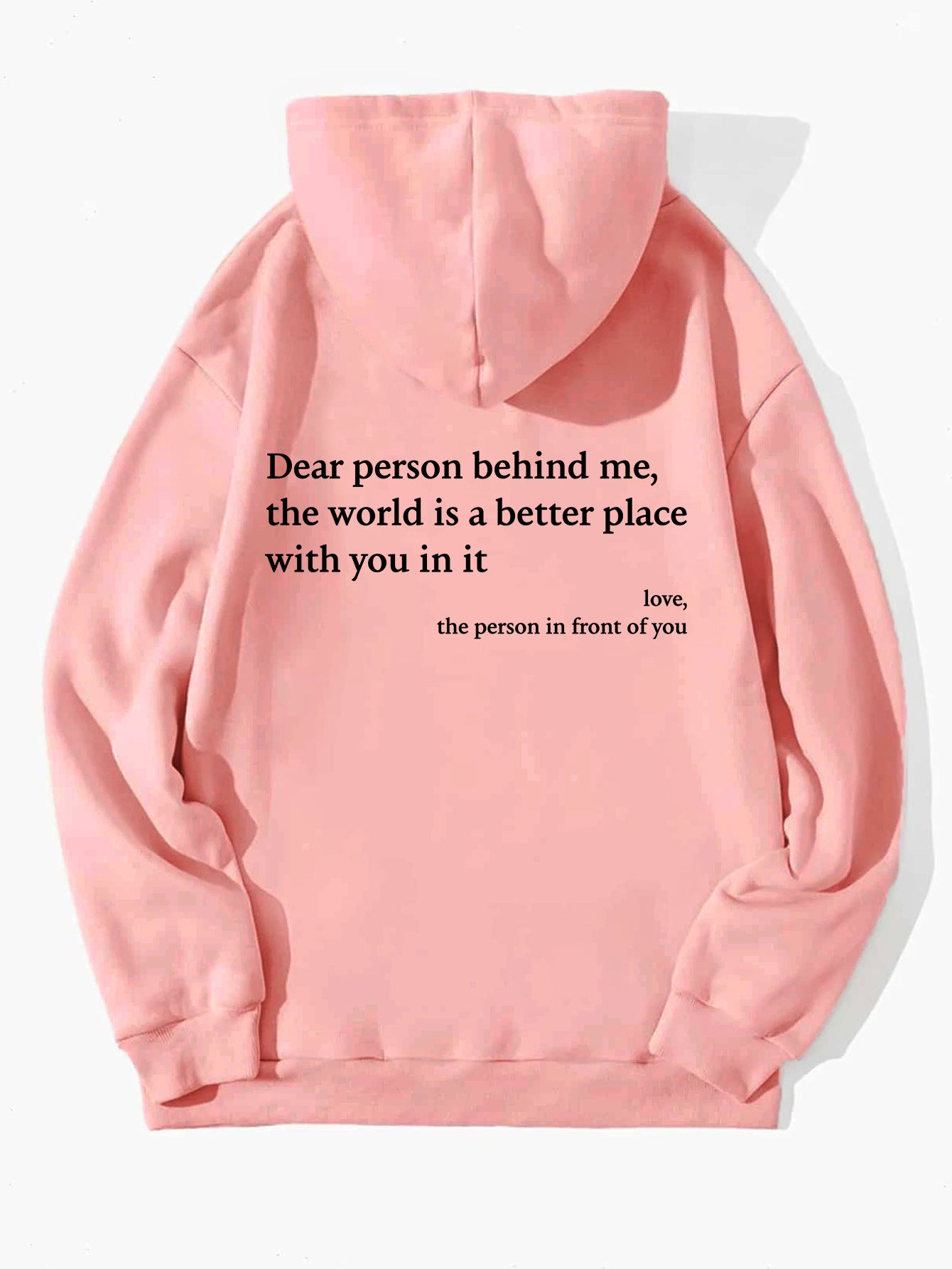 Pink oversized hoodie with back letter print for daily comfort.