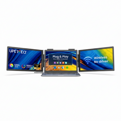 Portable triple screen monitor laptop extender for multitasking
