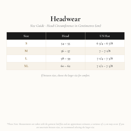 Headwear Size Chart