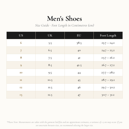 Men's Shoes Size Chart