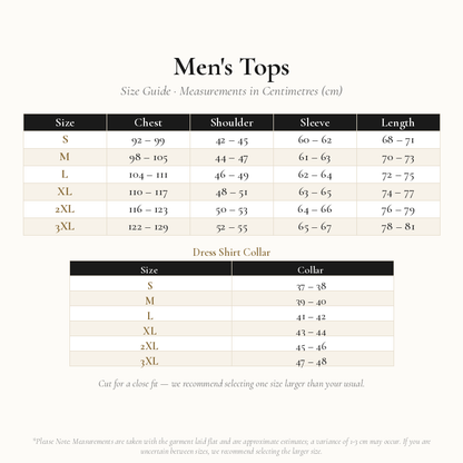 Men's Tops Size Chart