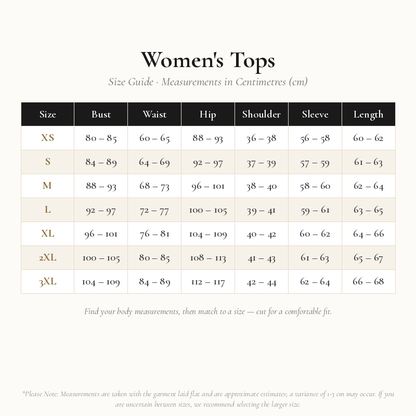 Women's Tops Size Chart