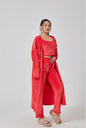 Cozy Pajama Set For Women 3 Piece Lounge Wear Soft Warm Knit Cardigan Crop Top And Wide Leg Pants - merch gone viral.