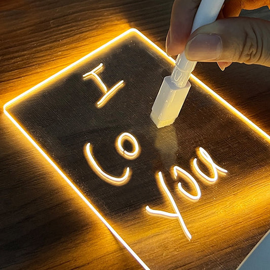 Creative USB LED Message Board Night Light With Pen Acrylic Decor Gift - Merch Gone Viral