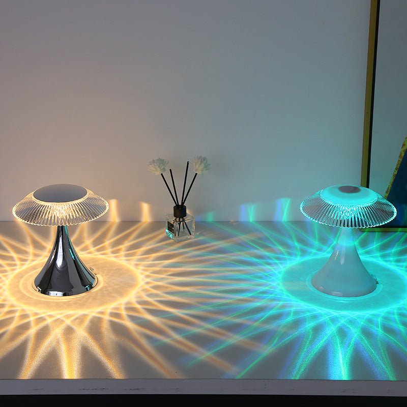 Crystal Table Lamp With Touch Control For PC Bedside Delivers A Crystal Silhouette, Gold Finish, And 16 RGB Modes. - merch gone viral.