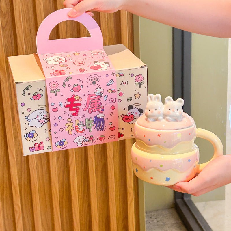 Cute Birthday Cake Mug With Lid And Spoon - merch gone viral.
