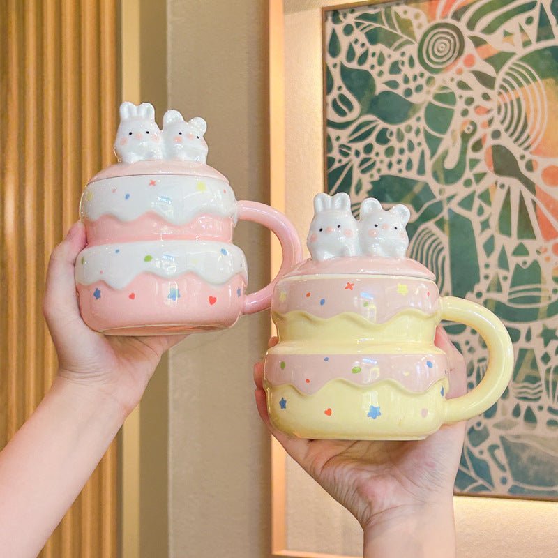 Cute Birthday Cake Mug With Lid And Spoon - merch gone viral.