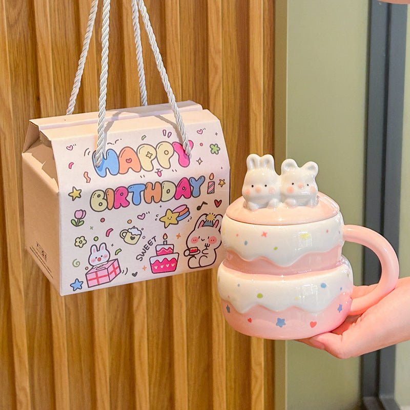 Cute Birthday Cake Mug With Lid And Spoon - merch gone viral.