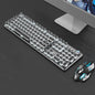 Retro Keyboard and Mouse Set with Metal Frame LED Backlit Wired USB 3