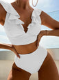 Lace Deep V-Neck Split Swimsuit Bikini - Elegant Two-Piece Beach Swimwear