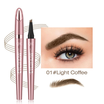 Waterproof Eyebrow Pencil with Four Fork Tip for Precise Natural Brow Shape and Long Wear