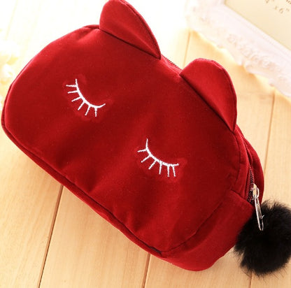 Flocking Korean Style Fabric Beauty Gift Set Travel Cosmetic Buggy Bag