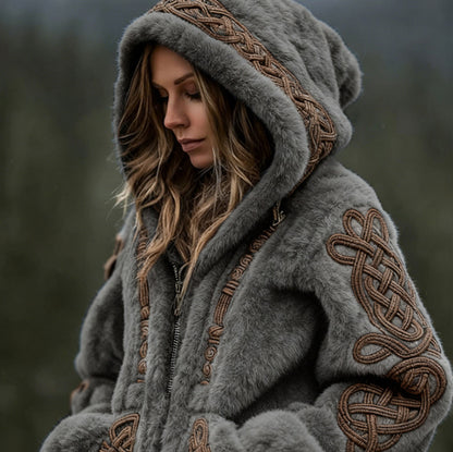Soft Cardigan Hooded Zip Up With 3D Pattern For City Wear