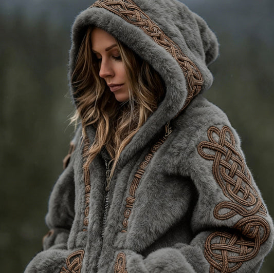 Soft Cardigan Hooded Zip Up With 3D Pattern For City Wear
