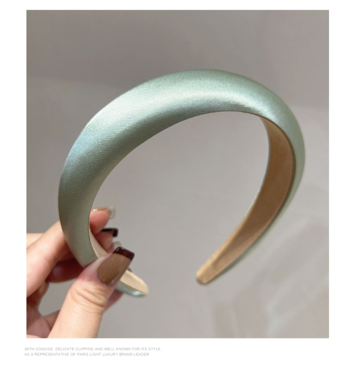 Retro Headband with Silk Gloss Texture Champagne Mint Mambo Accent