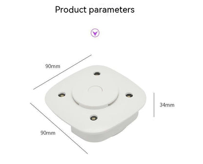 White square rechargeable LED home decor with motion sensor for bathroom toilet lighting, showing 90mm by 34mm dimensions.