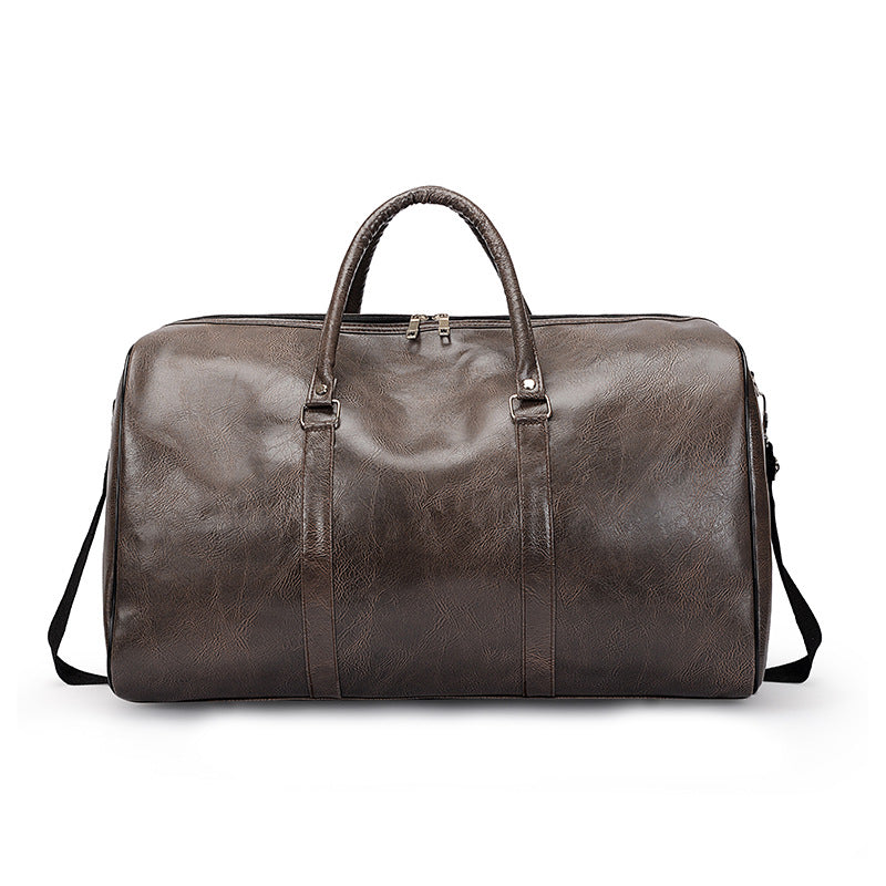 Polyurethane Leather Gym Bag with Soft Touch Finish and Structured Silhouette for Workouts and Travel
