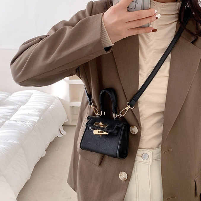 Compact Leather Crossbody Bag with One Shoulder Strap