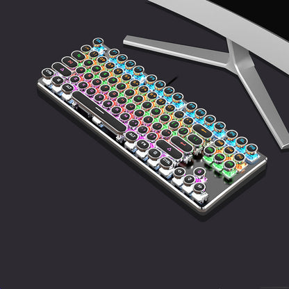 Retro Keyboard and Mouse Set with Metal Frame LED Backlit Wired USB 3