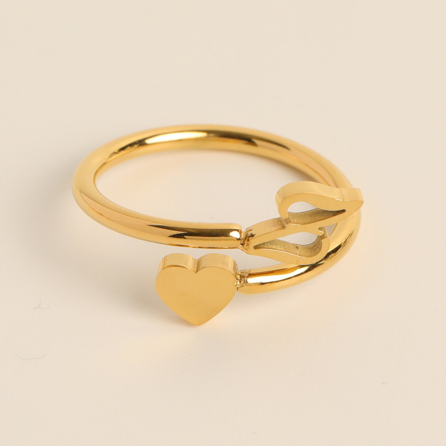 Durable Stainless Steel Ring with 18K Gold Plating and Initials