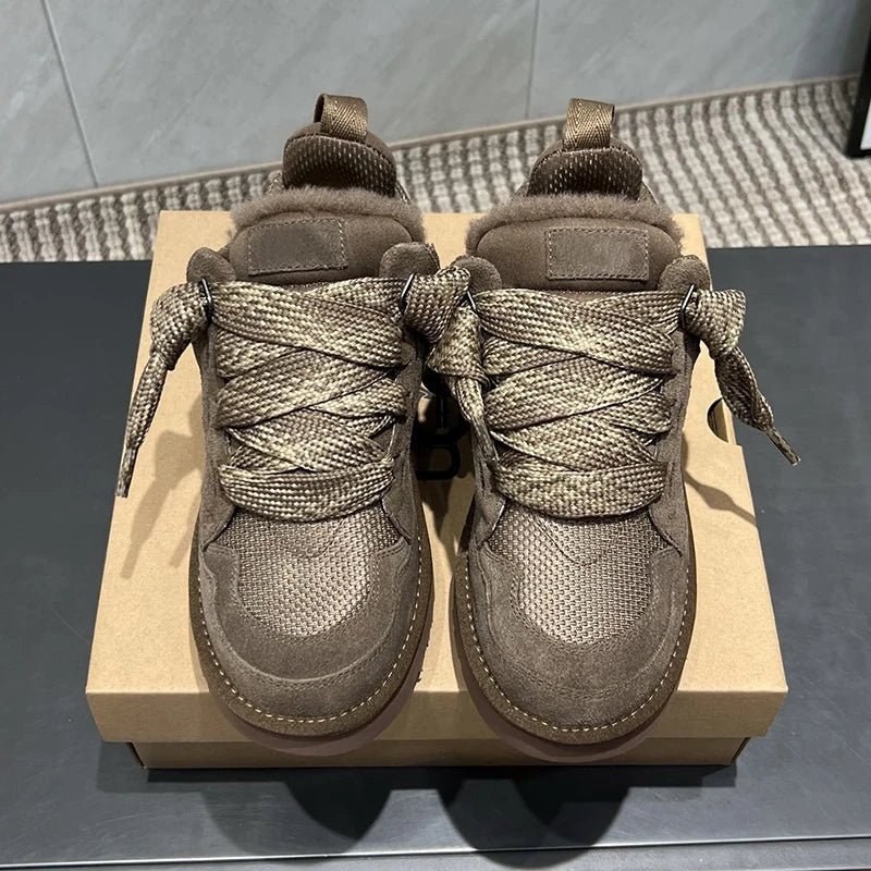 Designer Suede Platform Boots - Luxury Lace - Up Unisex Designer Shoes with Plush Comfort - merch gone viral.