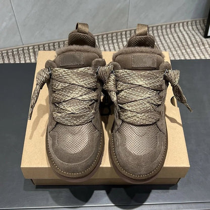 Designer Suede Platform Boots - Luxury Lace - Up Unisex Designer Shoes with Plush Comfort - merch gone viral.