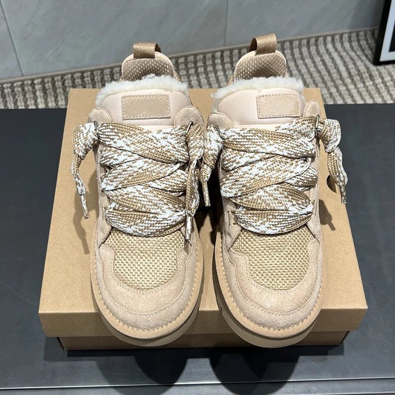 Designer Suede Platform Boots - Luxury Lace - Up Unisex Designer Shoes with Plush Comfort - merch gone viral.