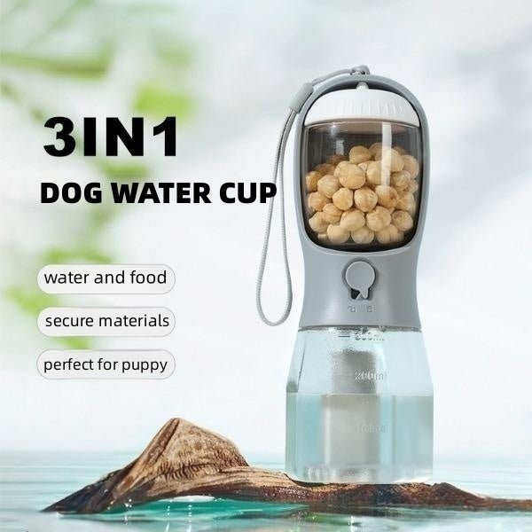 Dog Water Cup 3 In 1 Portable Bottle With Food And Waste Bag - Merch Gone Viral