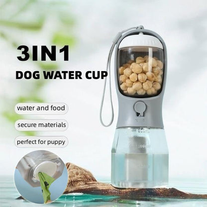 Dog Water Cup 3 In 1 Portable Bottle With Food And Waste Bag - Merch Gone Viral
