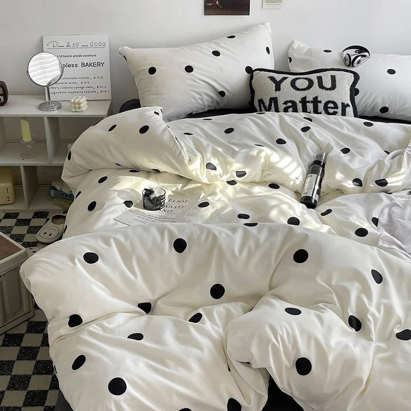 Dotted duvet cover set with brushed texture
