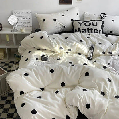 Dotted duvet cover set with brushed texture
