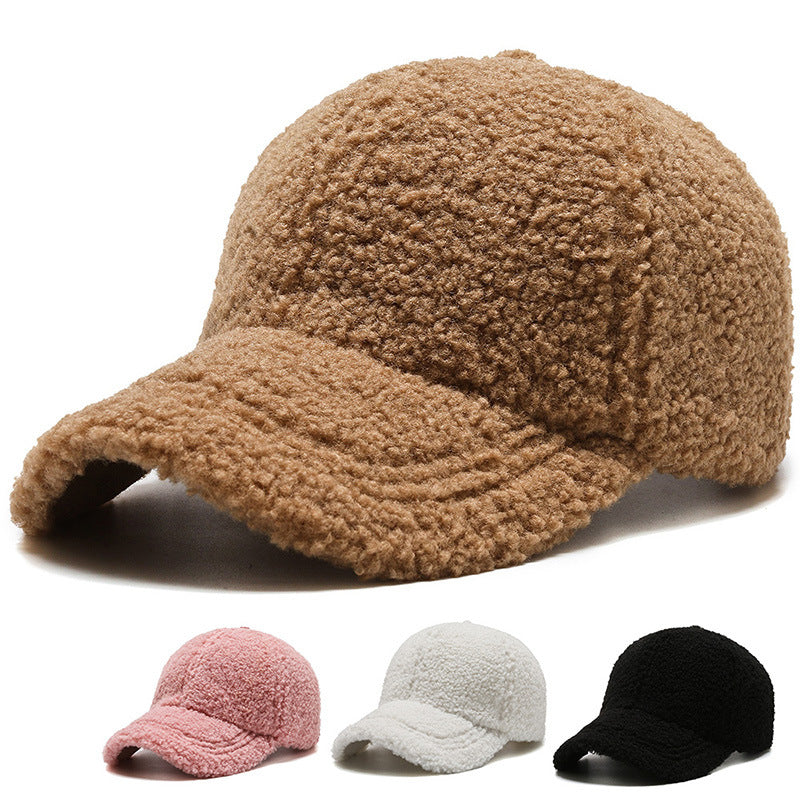 Warm Baseball Cap With Dense Lambswool Knit For Winter Wardrobe And Wind Blocking